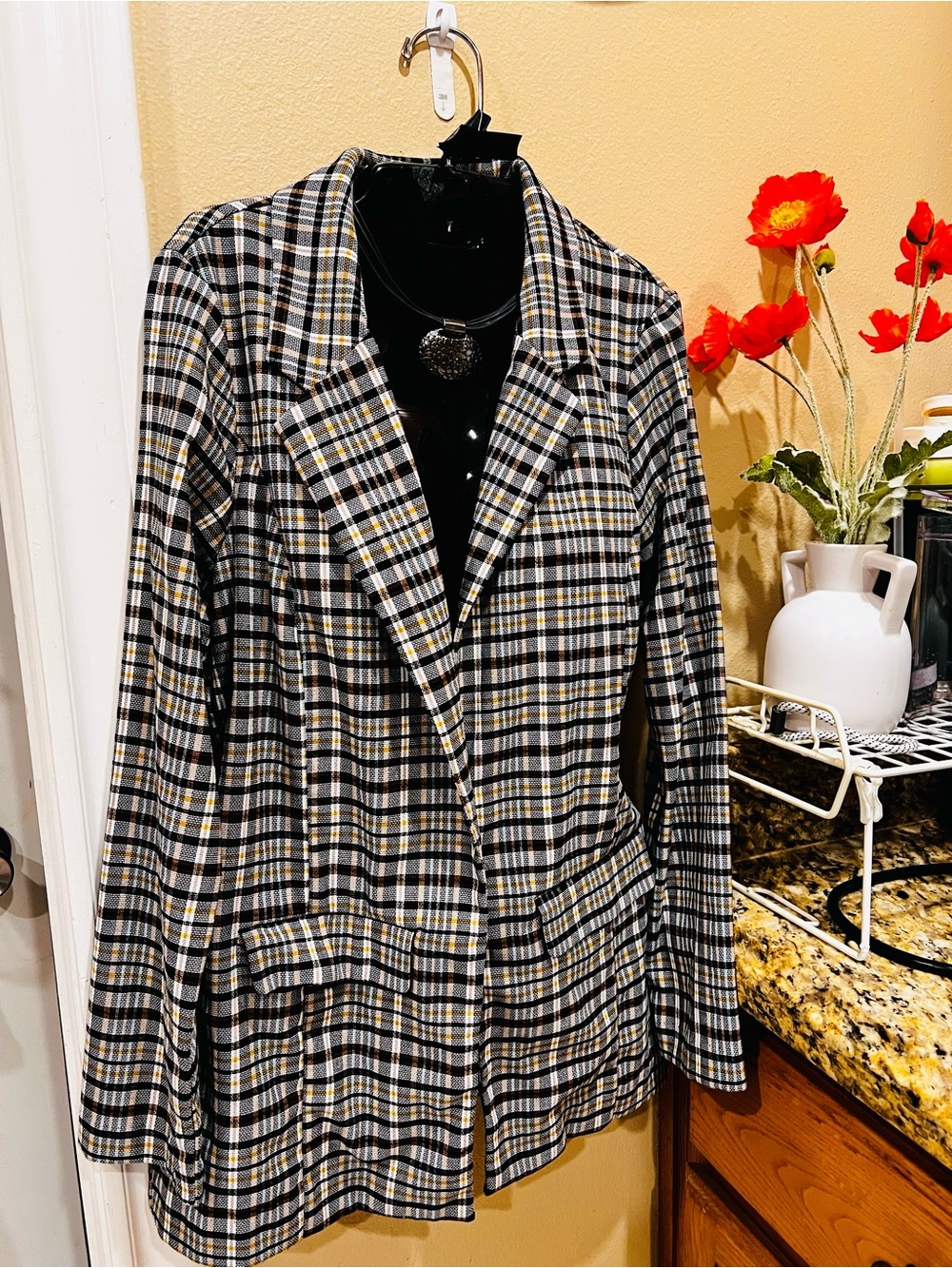 Liverpool Black, Cream & Yellow Plaid Blazer